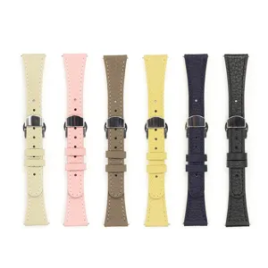 Cinturino per orologio in pelle sottile con fibbia deployante, compatibile 18mm.