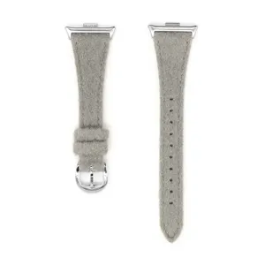 Bracelet de Montre de Rechange en Cuir et Peluche d'Hiver pour Montre Connectée Accessoire Boucle Ardillon
