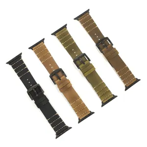 Correa de reloj de cuero genuino compatible con Apple Watch ultra, banda de repuesto duradera.