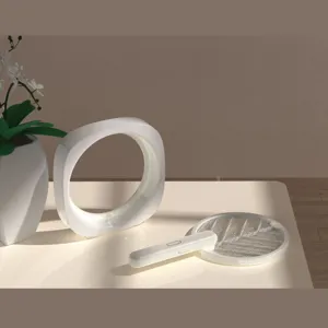 Racchetta Elettrica per Zanzare Pieghevole 2 in 1 USB Lampada Antizanzare Ricaricabile ABS Casa Insetticida Bianco