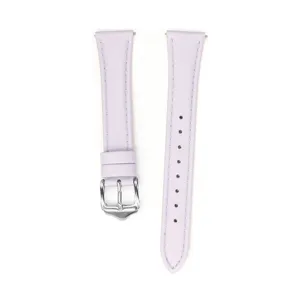 Cinturino di ricambio per orologio in pelle viola chiaro con fibbia argentata da donna.