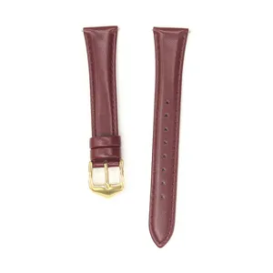 Cinturino di ricambio per orologio in pelle bordeaux con fibbia dorata molto elegante