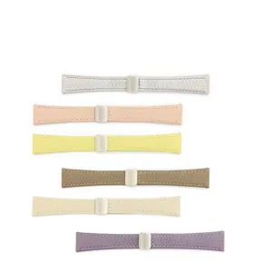 Genuine leather watch strap with magnetic folding buckle compatible with smart watch bands