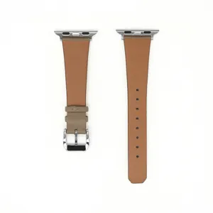 Cinturino di ricambio in vera pelle compatibile con Apple Watch, cinturino marrone con fibbia.