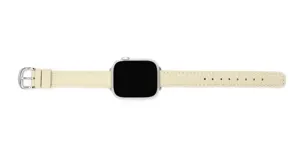 Schmales Lederarmband in Beige kompatibel mit Smartwatch, weiches Rindsleder Material.