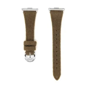 Bracelet de montre de rechange en peluche d'hiver avec boucle et connecteur argentés.