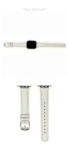 Cinturino per orologio in pelle litchi sottile compatibile con Apple Watch, stile elegante e neutro.