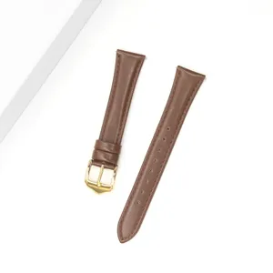 Correa de reloj de cuero marrón para mujer banda de repuesto con hebilla dorada detalle.