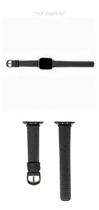 Cinturino per orologio in pelle nera con motivo litchi compatibile con accessori apple watch.
