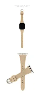 Cinturino per orologio in peluche beige compatibile con Apple Watch, morbido e pelle.