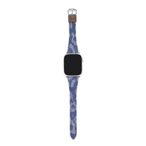 Cinturino per orologio in denim leopardato per Apple Watch accessorio elegante fibbia in pelle