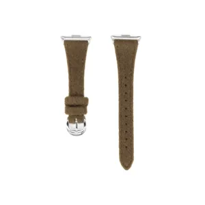 Bracelet montre peluche hiver de remplacement montre connectee marron avec boucle argent