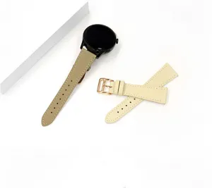 Cinturino di ricambio in pelle compatibile con smartwatch elegante cinturino beige stile di lusso