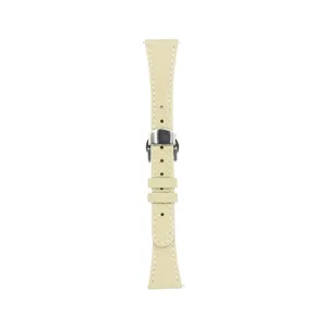 Cinturino per orologio in pelle beige sottile con chiusura deployante da donna 18mm