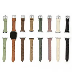 Cinturino per orologio in vera pelle compatibile con Apple Watch, vari colori disponibili.