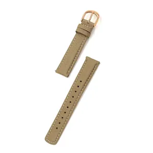 Genuine leather watch strap with rose gold buckle, litchi pattern replacement band for smart watch.