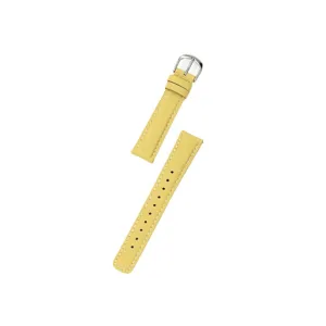 Yellow genuine leather watch strap with silver metal buckle, stylish replacement band accessory