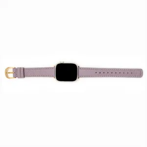 Cinturino per orologio in pelle litchi sottile compatibile con Apple Watch, elegante viola.