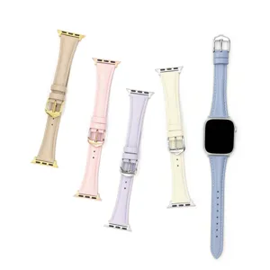 Cinturino per orologio in pelle sottile compatibile con smartwatch elegante vari colori