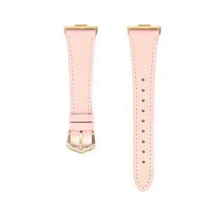 Cinturino per orologio in pelle rosa di ricambio compatibile con smartwatch Huawei.