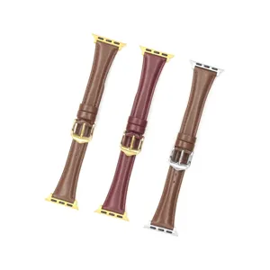 Cinturino per orologio in pelle sottile compatibile con Apple Watch, ricambio morbido.