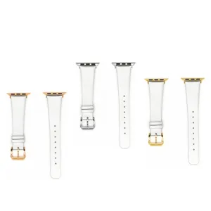 Cinturino di ricambio in pelle bianca sottile per Apple Watch serie SE, accessorio elegante.