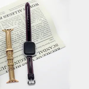 Cinturino di ricambio in pelle verniciata lucida compatibile con la serie Apple Watch, elegante.