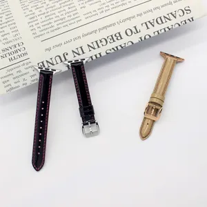 Cinturino in pelle lucida compatibile con Apple Watch, elegante cinturino di ricambio.