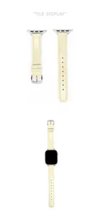 Cinturino per orologio sottile in vera pelle compatibile con Apple Watch, elegante giallo