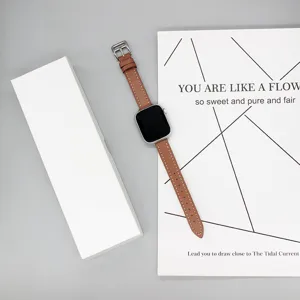 Lederen band compatibel met Apple Watch, slank en elegant ontwerp voor dagelijks.