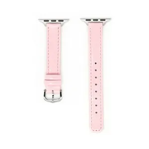 Cinturino di ricambio in pelle rosa compatibile con smartwatch, cinturino sottile con fibbia.