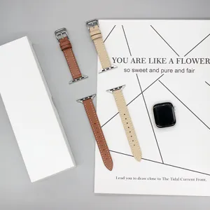 Leren horlogeband compatible met Apple Watch, slanke stijlvolle vervangingsband voor dames.