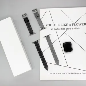 Smalle lederen horlogeband vervanging compatibel met Apple Watch serie, elegant en mooi.