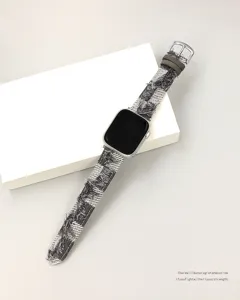 Ruitjes denim horlogeband detail, stijlvolle gerafelde textuur band voor horloge.