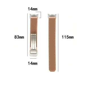 Replacement leather watch strap for Xiaomi Band Pro, elegant brown band with magnetic clasp.