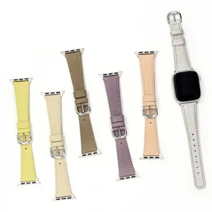 Echtleder Uhrenarmband Ersatz kompatibel mit Apple Watch, Litchi-Muster, stilvolle Farben.