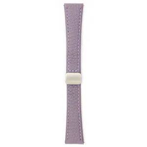 Purple leather watch strap with magnetic folding buckle replacement band for smart watch