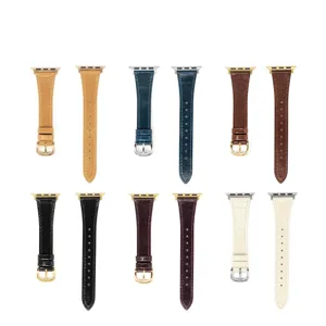 Cinturino per orologio in vera pelle compatibile con Apple Watch, ricambio colorato.