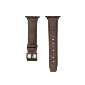 Cinturino di ricambio pelle traforata marrone compatibile accessori smartwatch vista principale