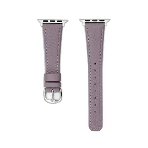 Lila Leder Uhrenarmband Ersatzarmband kompatibel mit Smartwatch, feines Litschi-Muster Design.