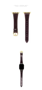 Cinturino per orologio in pelle viola scuro di alta qualità compatibile con Apple Watch, fibbia.