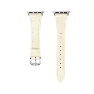 Cinturino per orologio in pelle beige di alta qualità compatibile con smartwatch eleganti.