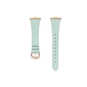 Cinturino per orologio in pelle verde menta di ricambio con fibbia oro rosa per smartwatch.