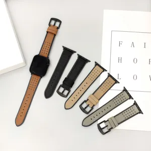 Cinturino per orologio in pelle traforata retro compatibile Apple Watch, elegante ricambio