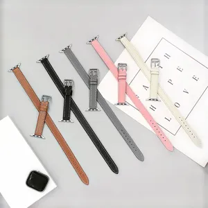 Cinturino Orologio in Vera Pelle a Doppio Giro Minimalista per Smartwatch Cinturino di Ricambio Vintage per Amanti degli Orologi