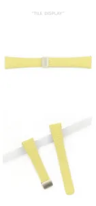 Yellow leather watch strap with magnetic buckle, elegant texture replacement band for smart watch.