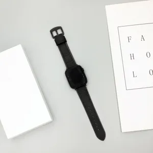 Cinturino in Vera Pelle Vintage Per Apple Watch Serie Ricambio Traspirante Perforato Con Fibbia Nera
