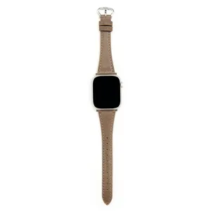Correa de Reloj de Cuero Auténtico Compatible Con Apple Watch Cintura Fina Correa de Repuesto Hebilla de Metal Moda