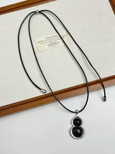Black gourd necklace long rope pendant elegant fashion jewelry accessory for women daily wear