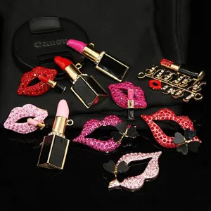 Zinklegierung Strass Lippenstift Lippen Charms DIY Handyhülle Clogs Schuh Dekoration Zubehör Schmuckherstellung Befunde